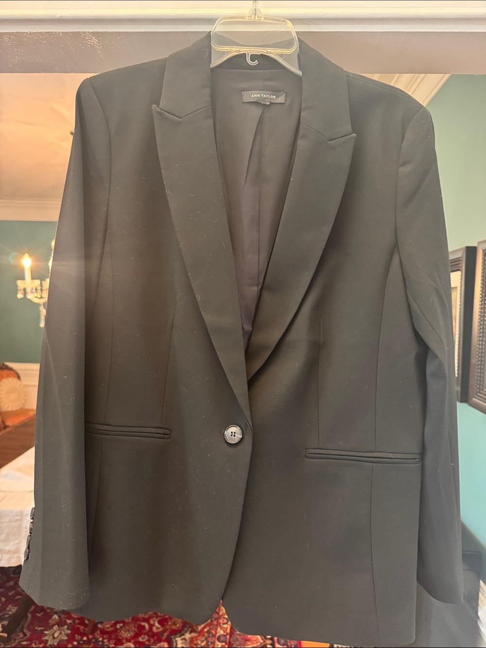Ann Taylor Black Single-Button Notch Lapel Blazer